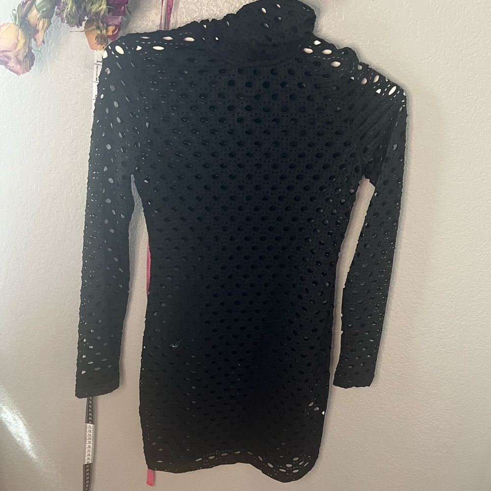 Halfheart • black mesh mock neck minidress; size medium. Fitted EUC - Picture 4 of 7
